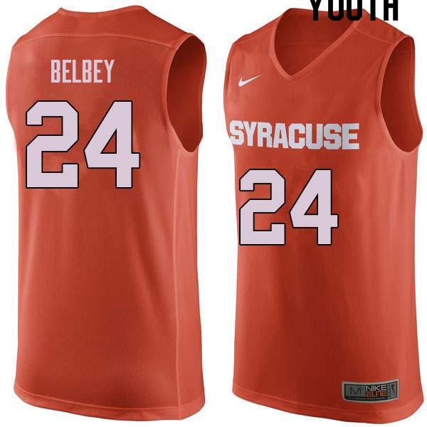 Youth #24 Shaun Belbey Syracuse Orange College Basketball Jerseys Sale-Orange